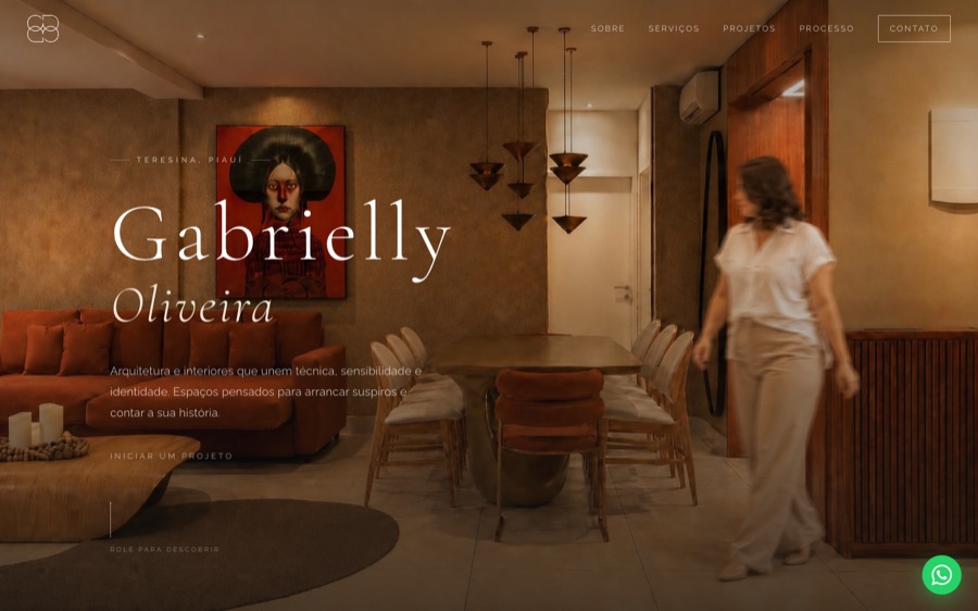 Tela do site Gabrielly Oliveira Arquitetura